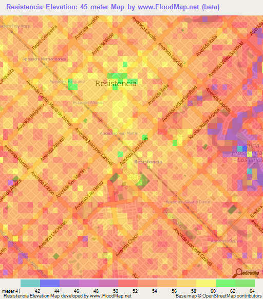 Resistencia,Argentina Elevation Map