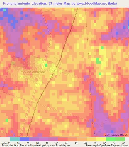 Pronunciamiento,Argentina Elevation Map