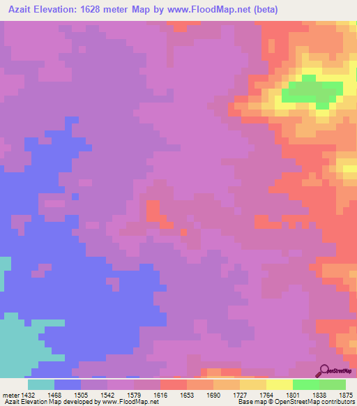 Azait,Eritrea Elevation Map