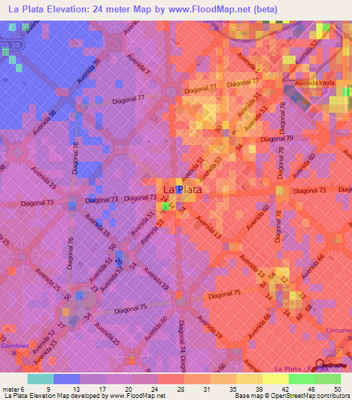 La Plata,Argentina Elevation Map