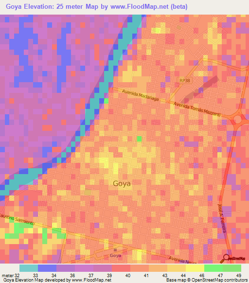 Goya,Argentina Elevation Map