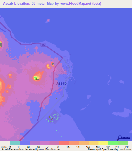 Assab,Eritrea Elevation Map