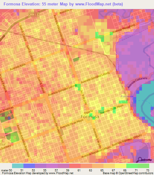 Formosa,Argentina Elevation Map