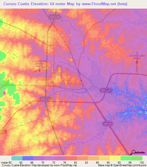 Curuzu Cuatia,Argentina Elevation Map