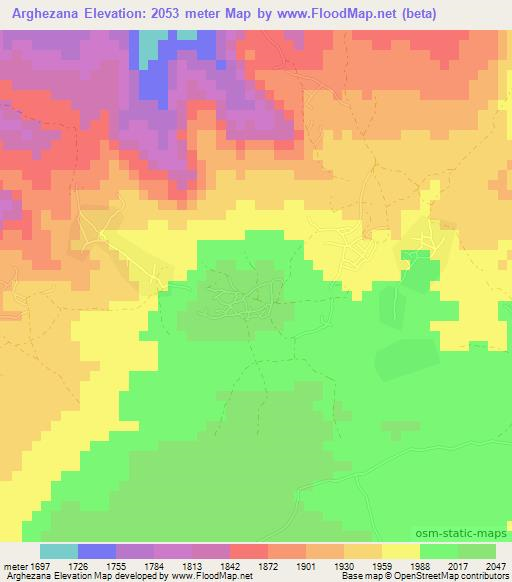 Arghezana,Eritrea Elevation Map
