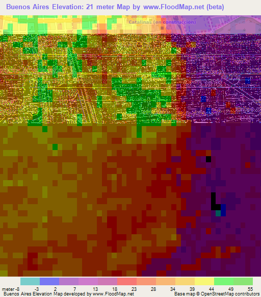 Buenos Aires,Argentina Elevation Map