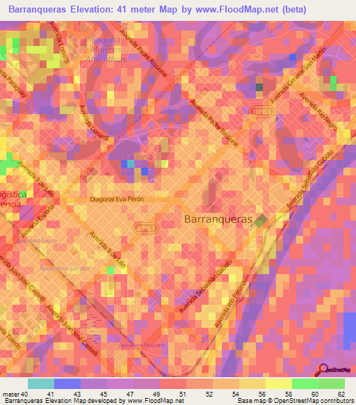 Barranqueras,Argentina Elevation Map