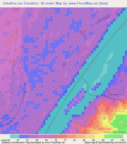 Zeballos-cue,Paraguay Elevation Map