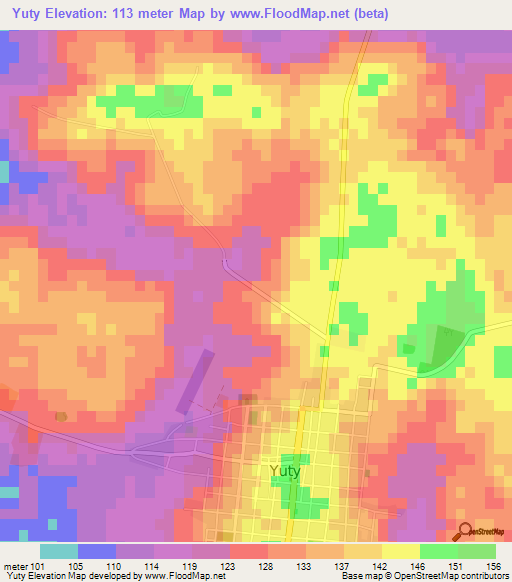 Yuty,Paraguay Elevation Map