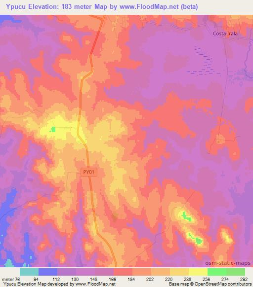 Ypucu,Paraguay Elevation Map