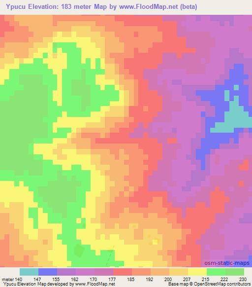 Ypucu,Paraguay Elevation Map