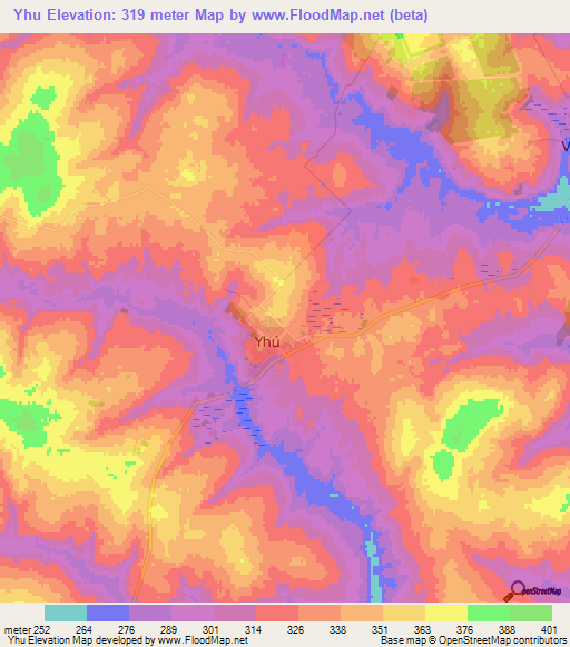 Yhu,Paraguay Elevation Map