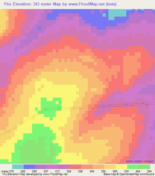 Yhu,Paraguay Elevation Map