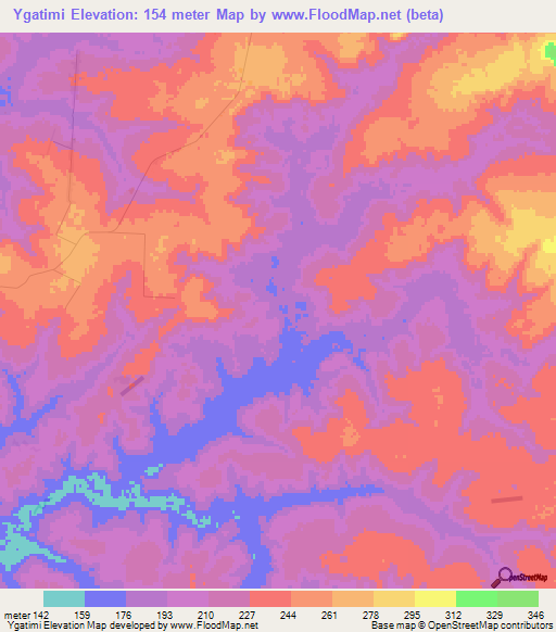 Ygatimi,Paraguay Elevation Map