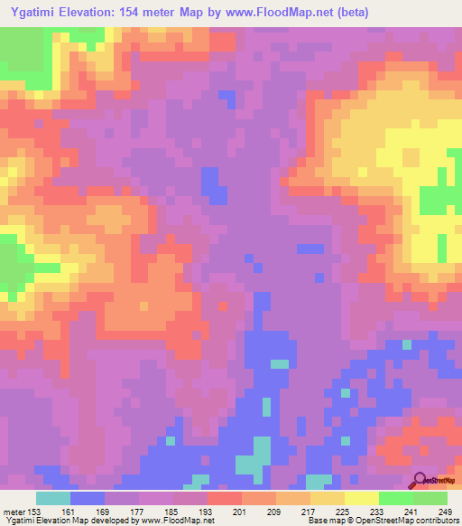 Ygatimi,Paraguay Elevation Map