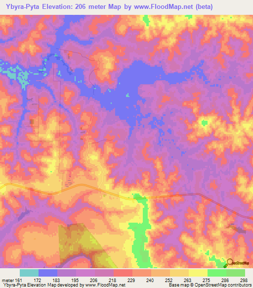 Ybyra-Pyta,Paraguay Elevation Map