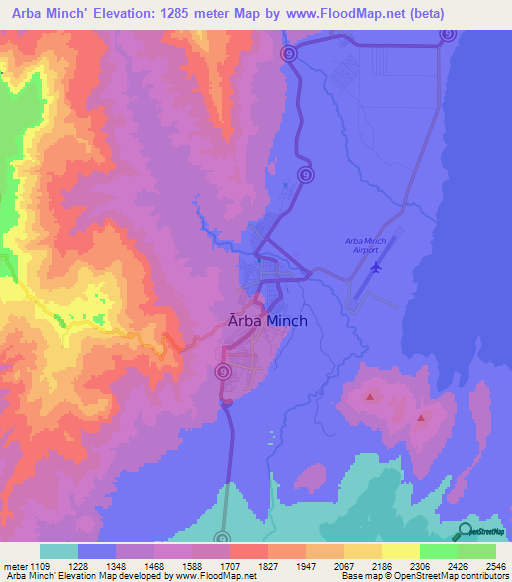 Arba Minch',Ethiopia Elevation Map