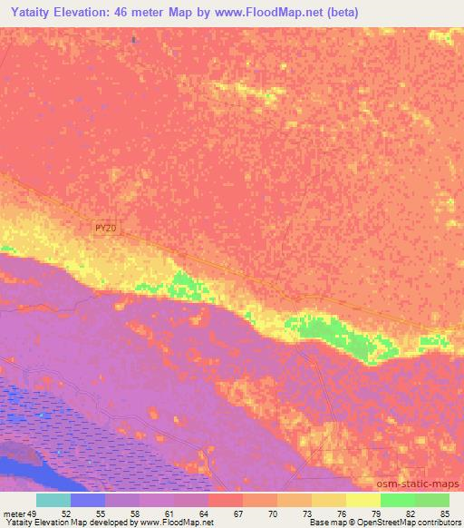 Yataity,Paraguay Elevation Map