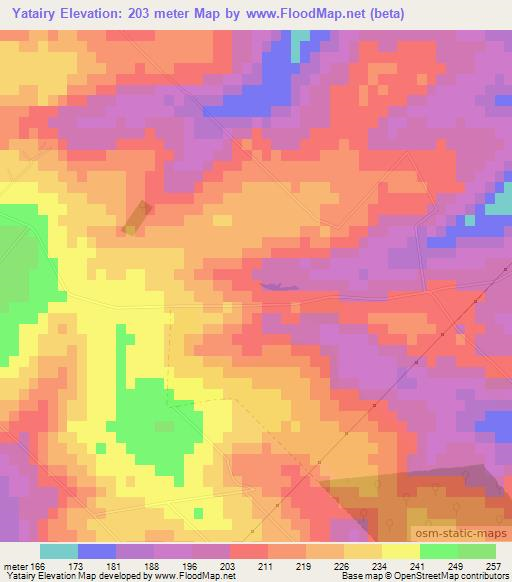 Yatairy,Paraguay Elevation Map