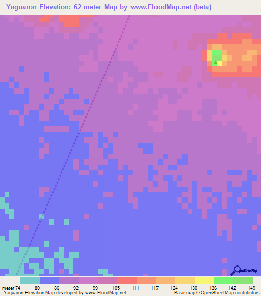 Yaguaron,Paraguay Elevation Map