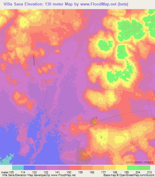 Villa Sana,Paraguay Elevation Map