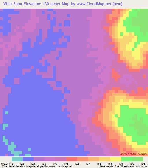 Villa Sana,Paraguay Elevation Map