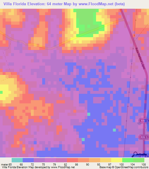 Villa Florida,Paraguay Elevation Map