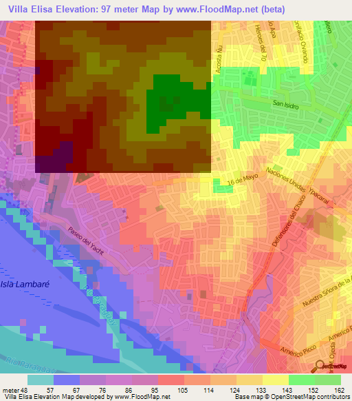 Villa Elisa,Paraguay Elevation Map