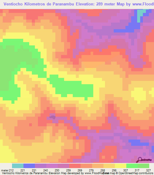 Ventiocho Kilometros de Paranambu,Paraguay Elevation Map