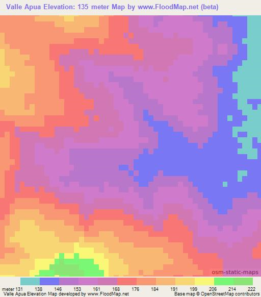 Valle Apua,Paraguay Elevation Map