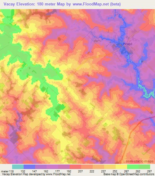 Vacay,Paraguay Elevation Map