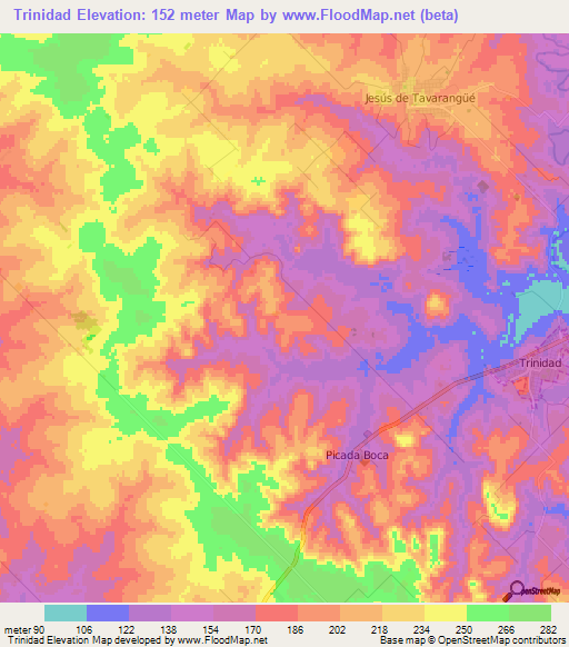 Trinidad,Paraguay Elevation Map