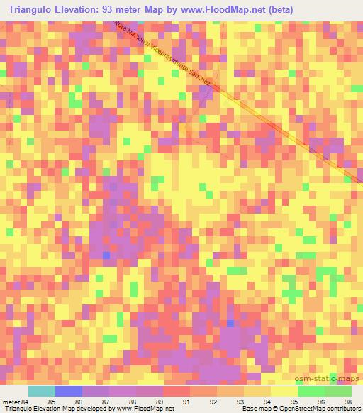 Triangulo,Paraguay Elevation Map