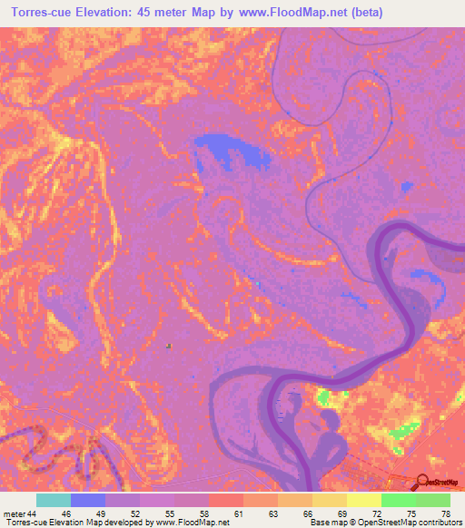 Torres-cue,Paraguay Elevation Map
