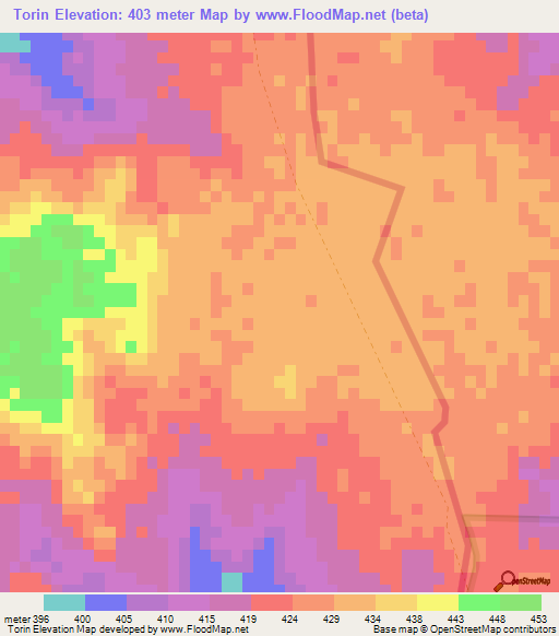 Torin,Paraguay Elevation Map