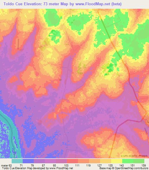 Toldo Cue,Paraguay Elevation Map