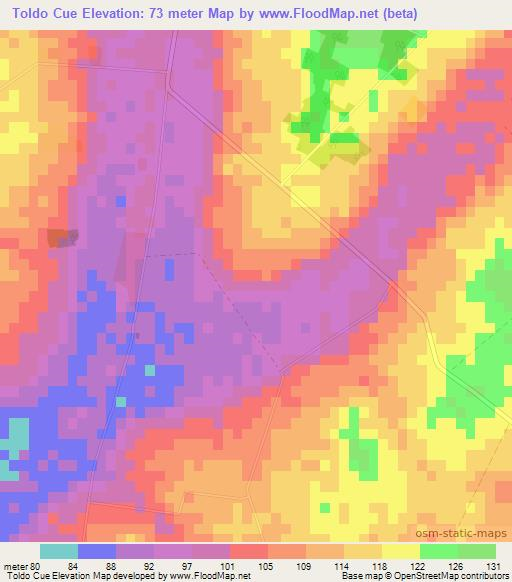 Toldo Cue,Paraguay Elevation Map