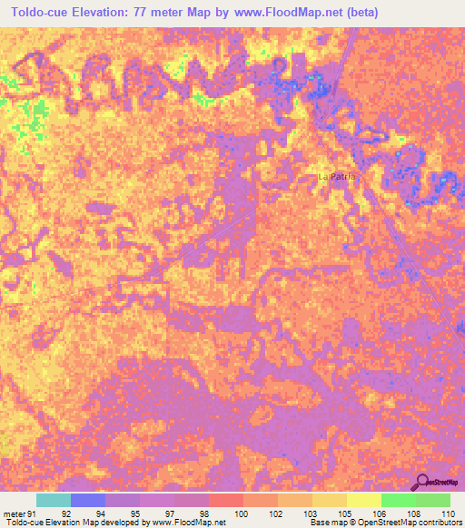 Toldo-cue,Paraguay Elevation Map