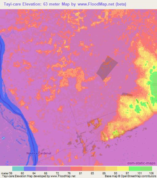 Tayi-care,Paraguay Elevation Map