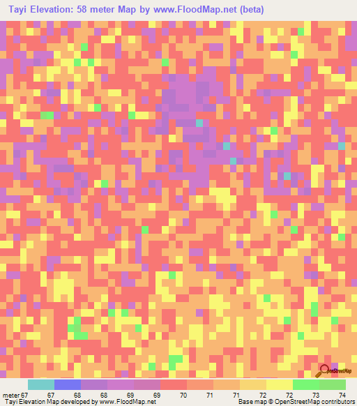 Tayi,Paraguay Elevation Map