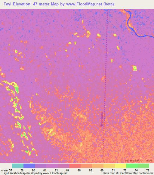 Tayi,Paraguay Elevation Map