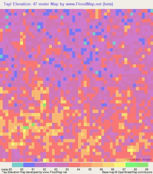 Tayi,Paraguay Elevation Map