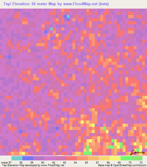 Tayi,Paraguay Elevation Map