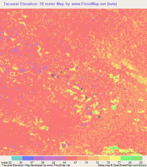 Tacuarai,Paraguay Elevation Map