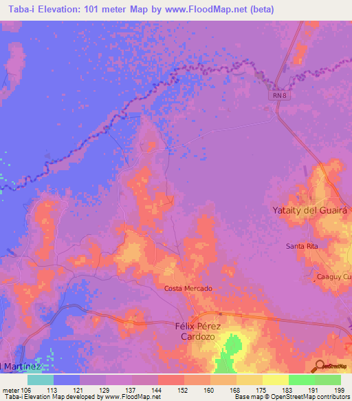 Taba-i,Paraguay Elevation Map