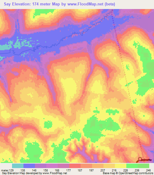 Say,Paraguay Elevation Map