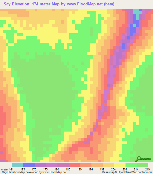 Say,Paraguay Elevation Map