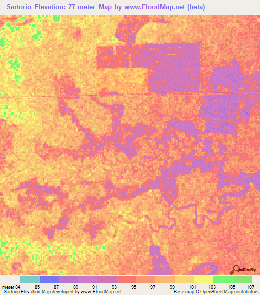 Sartorio,Paraguay Elevation Map
