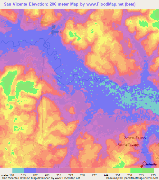 San Vicente,Paraguay Elevation Map