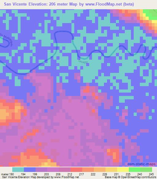 San Vicente,Paraguay Elevation Map